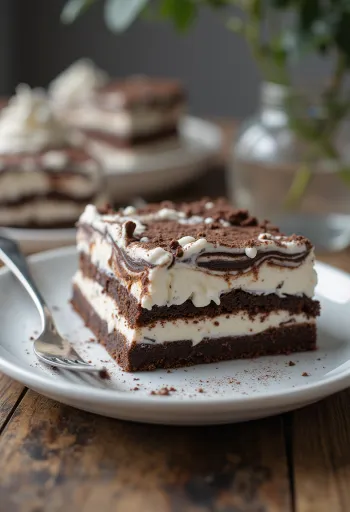 كعكة آيس كريم فيينيتا الشوكولاتة مع طبقات الشوكولاتة