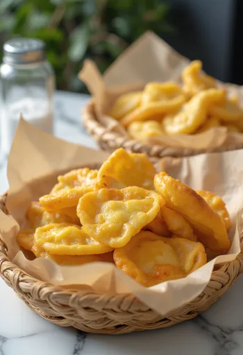 لانغوش مقلي بلون ذهبي، مع كريمة حامضة وجبن مبشور على الوجه