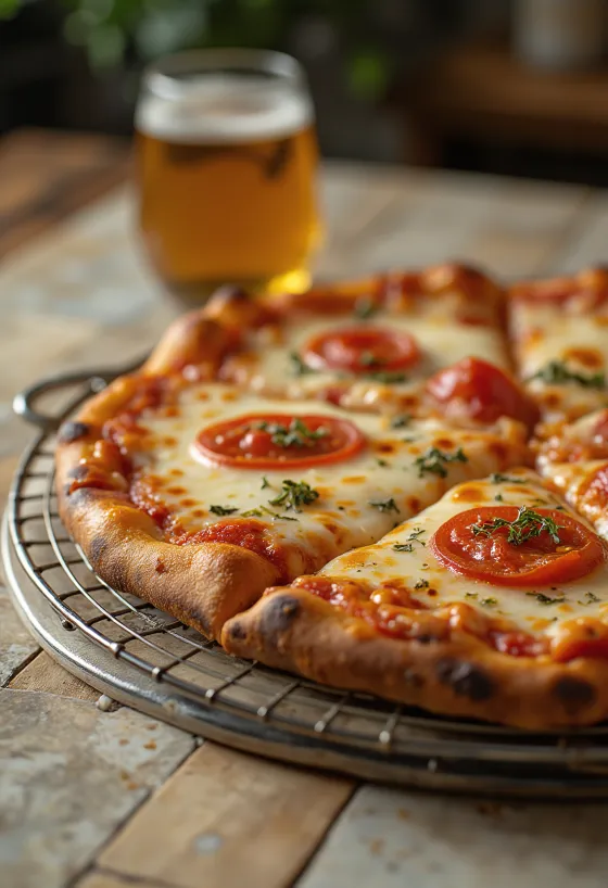 بيتزا نيويورك ستايل بعجينة رقيقة وشرائح كبيرة