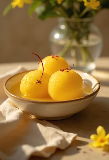 راسغولا كمالابوغ، مقدمة مع شراب بماء الورد