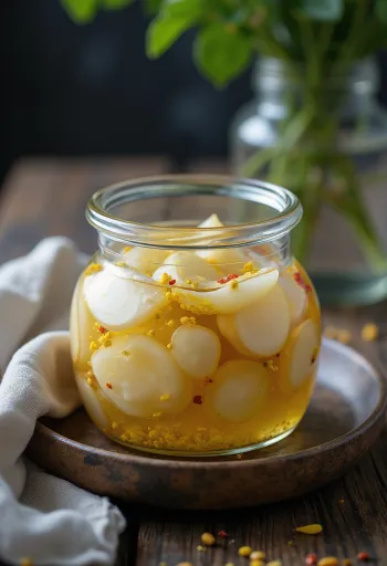 مخلل كستناء الماء الحار مقدم في طبق