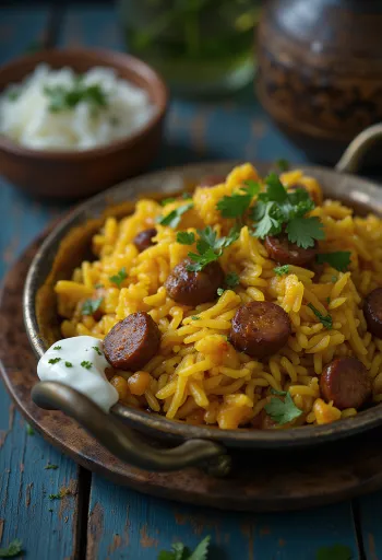 بهونا كيتشوري باللحم البقري، أرز وعدس متبل مع لحم بقري وحليب جوز الهند