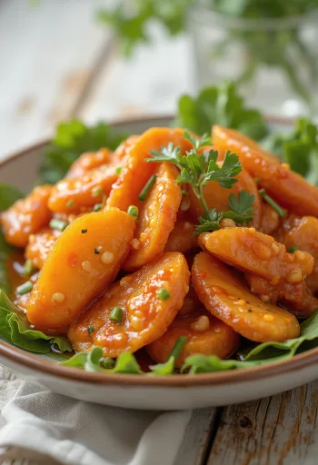 تانغسويوك البطاطا الحلوة، قطع لحم مقرمشة وبطاطا حلوة مقلية