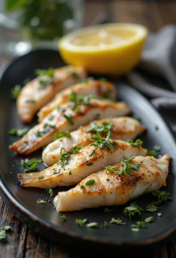 سمك قاروص مشوي على الباربكيو مقدم للتقديم