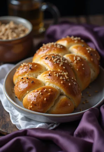 خبز الخالة المضفر المنزلي مخبوز طازج