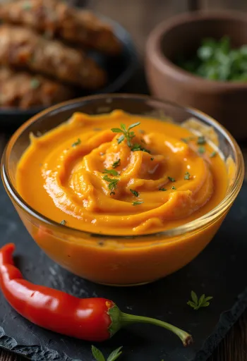 صلصة الفلفل الكريمية مقدمة في طبق