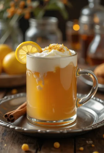 سيدر التفاح بالزيزفون مقدم في كوب