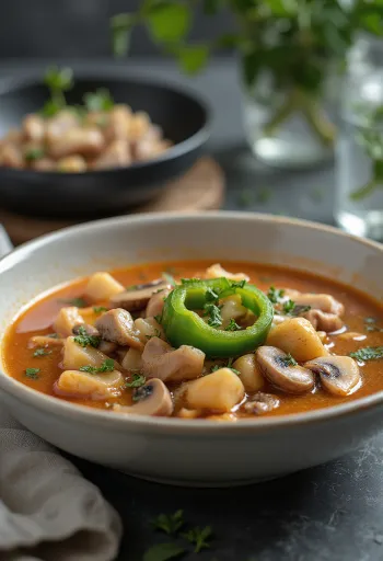 حساء باكني بخضروات غنية ولحم مدخن