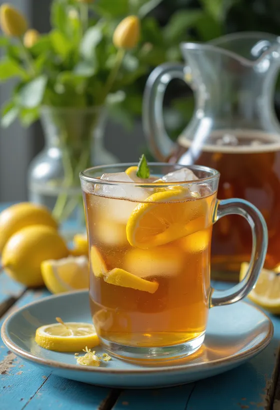 شاي مثلج منزلي مقدم طازجًا