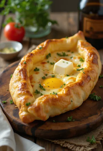 خاتشابوري بالجبن، في عجينة طازجة ومقرمشة، بحشوة جبن غنية