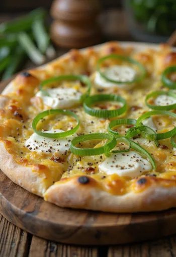 بيتزا بالبصل الأخضر طازجة