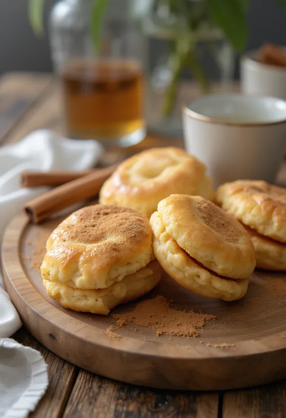 بسكويت لينزر بجبن القريش والقرفة مقدم في طبق