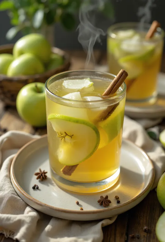 عصير التفاح الأخضر في كوب