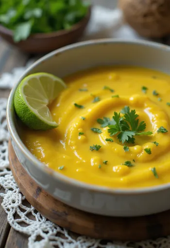 صلصة الليمون وحليب جوز الهند بالكاري مقدمة للتقديم