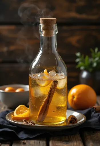 عصير تفاح أمريكي حلو في كوب مع التوابل