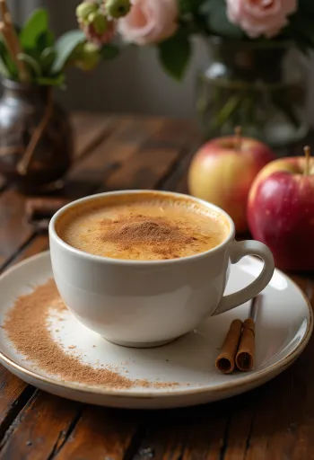 سايدر فطيرة التفاح بالقرفة الساخن في كوب
