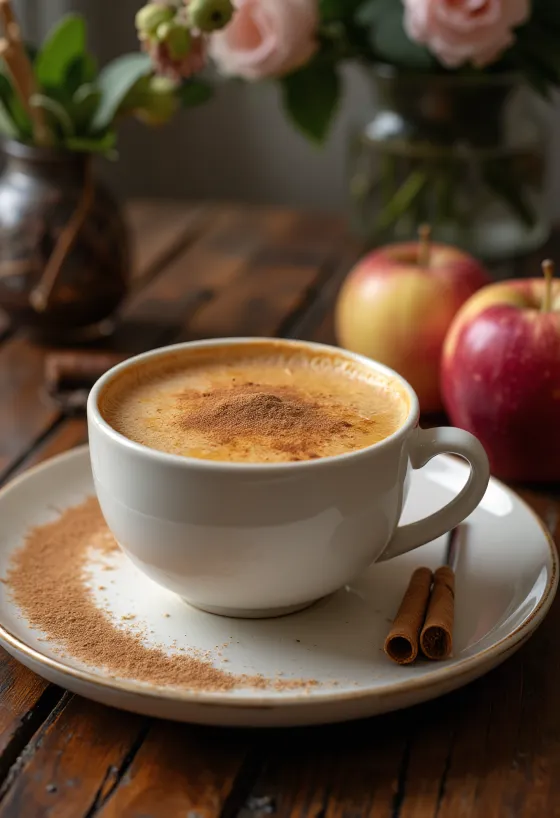 سايدر فطيرة التفاح بالقرفة الساخن في كوب