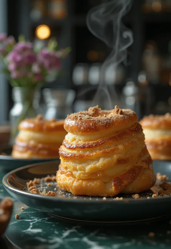 كعكة المدخنة مغطاة بالسكر والقرفة