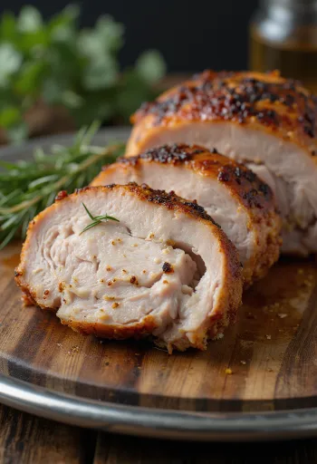 صدر ديك رومي بري مدخن مقدم مع خضروات مشوية.