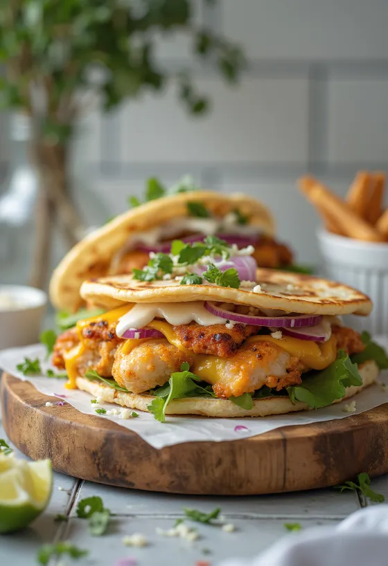 راب برجر الدجاج مع الدجاج المشوي والجبن الذائب