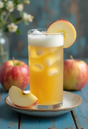 عصير تفاح طازج مقدم في كوب