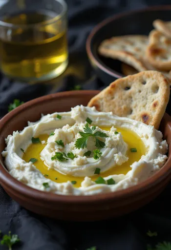 صلصة حيدري باللبن مقدمة مع خضروات طازجة