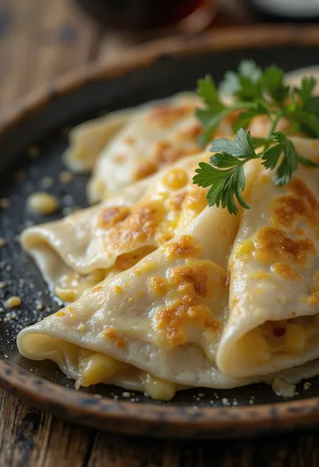 بيجو محشو بالجبن، مزين بالريحان الطازج والثوم