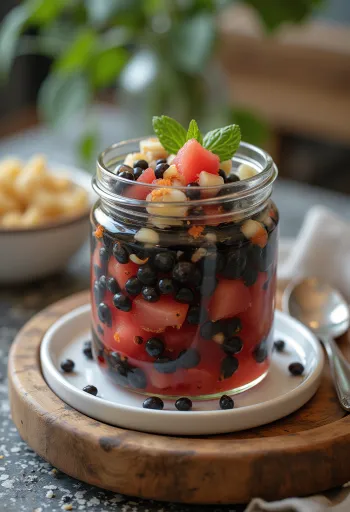 بذور بطيخ مخللة حارة بالخل مقدمة في برطمان