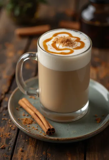 حليب بالكراميل والقرفة مقدم طازجاً