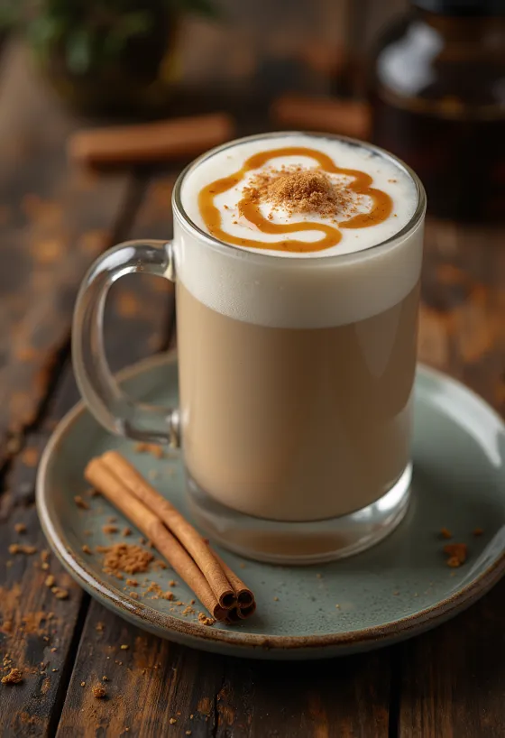 حليب بالكراميل والقرفة مقدم طازجاً