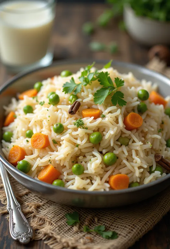 طبق بولاو كلاسيكي بالأرز والخضروات
