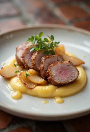 صدر بط مشوي مقدم مع هريس التفاح