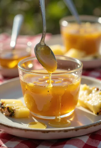 طلاء العسل والأناناس مقدم في طبق