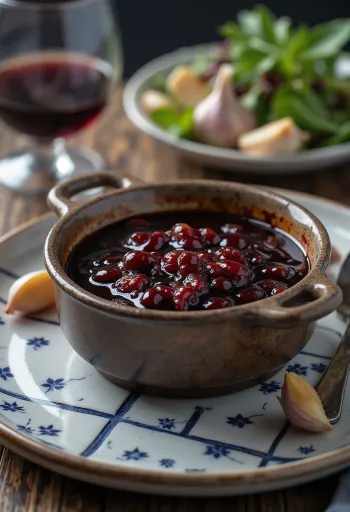 صلصة العسل والثوم وعصير العنب مقدمة في طبق