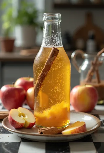 مشروب كومبوتشا التفاح البروبيوتيك المنعش مقدماً