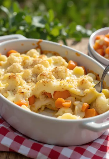 خضروات بالقرنبيط في الفرن مقدمة للتقديم