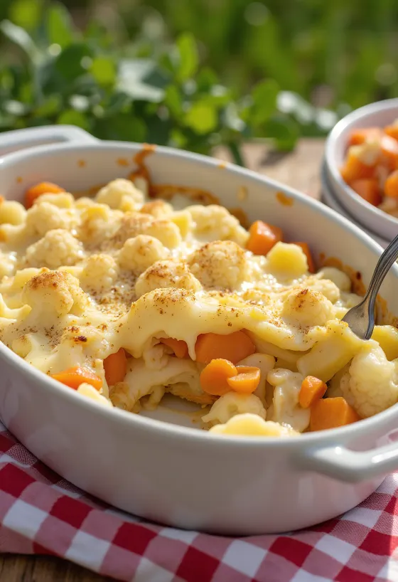 خضروات بالقرنبيط في الفرن مقدمة للتقديم