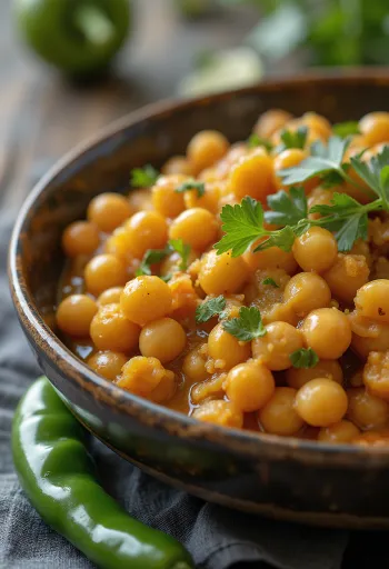 غوغني بالبازلاء الصفراء، مع كزبرة طازجة