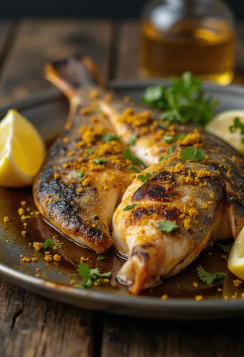 مسكوف مقدم بعصير الليمون، مع كزبرة طازجة وتوابل