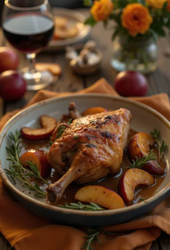 أرجل بط مشوية ومقرمشة مقدمة مع البطاطس المهروسة والملفوف المطهو