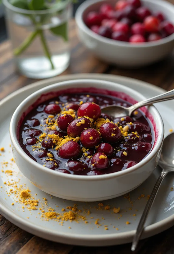 صلصة الخردل والتوت البري بالكاري مقدمة للتقديم