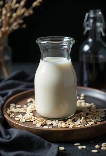 كيفير الشوفان البروبيوتيك في زجاجة، مشروب نباتي حريري مقدم