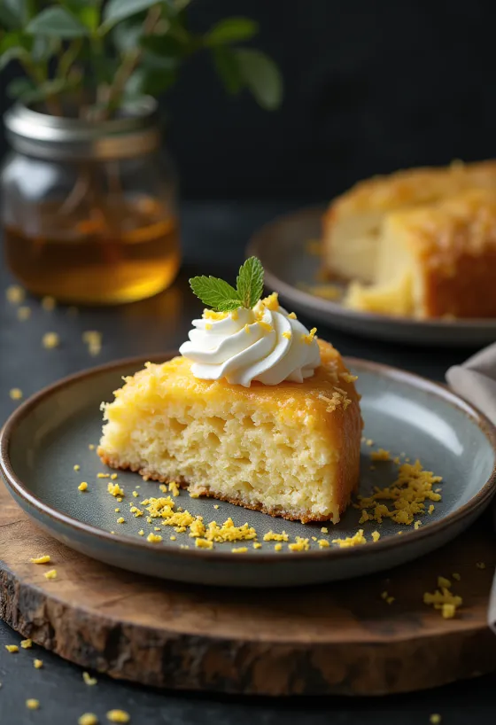 كعكة دقيق جوز الهند مزينة بفواكه طازجة