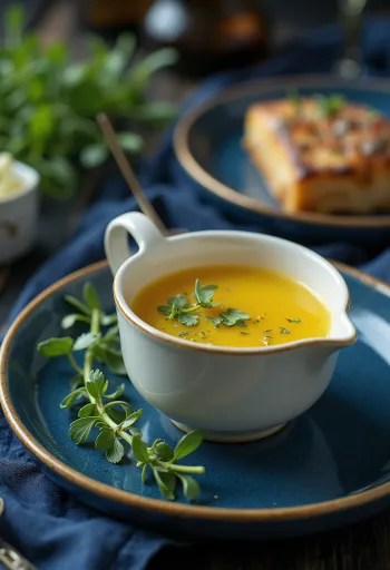 صلصة الزبدة بالعسل والطرخون مقدمة في طبق