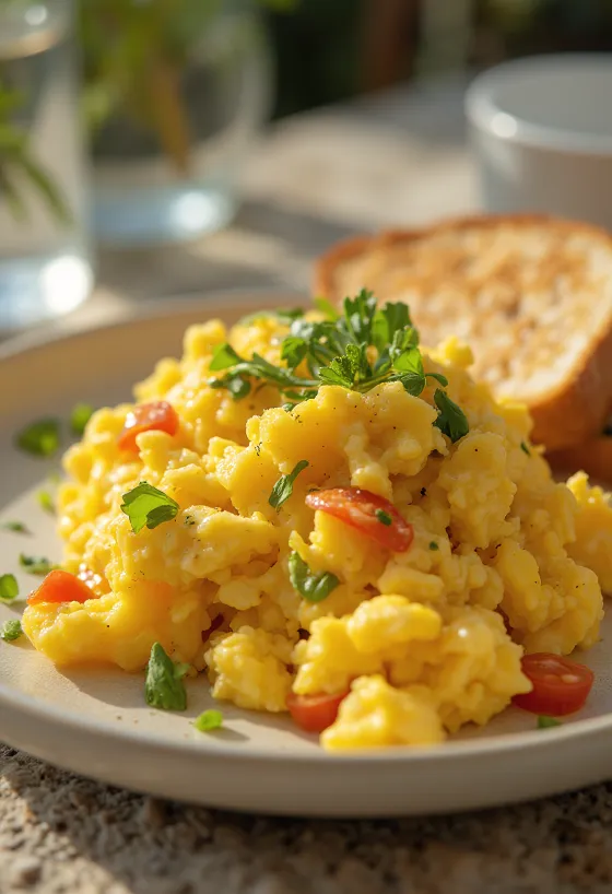 توفو مخفوق مع الكركم والخضروات الطازجة