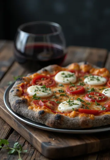 بيتزا القمح المحروق بالحبوب المحمصة والجبن الإيطالي