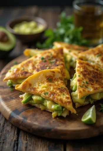 كاساديا محشوة بالأفوكادو والجبن الذائب، مخبوزة حتى القرمشة