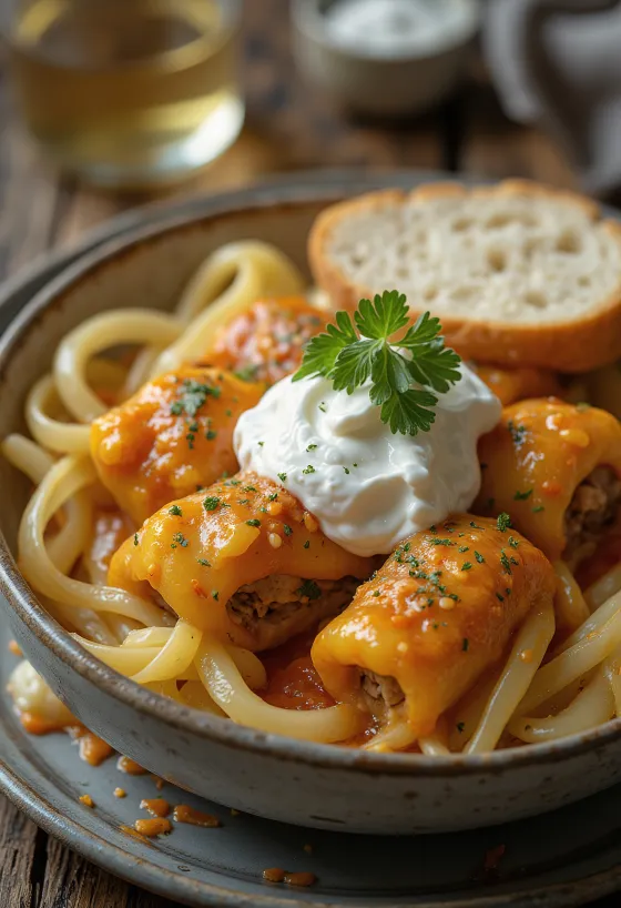 ملفوف محشي، ملفوف في أوراق كرنب مخلل، محشو بلحم مفروم متبل وأرز، ومقدم في صلصة طماطم