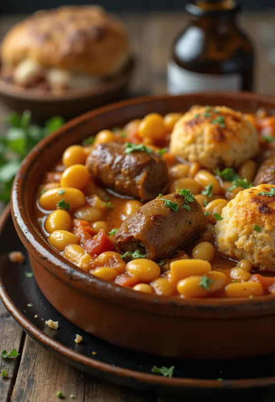 كاسوليت بلحم الضأن، طبق فاصوليا وسجق