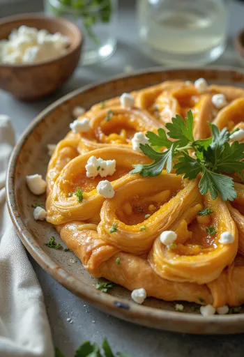 بوريك اليقطين والريحان مخبوز بلون ذهبي